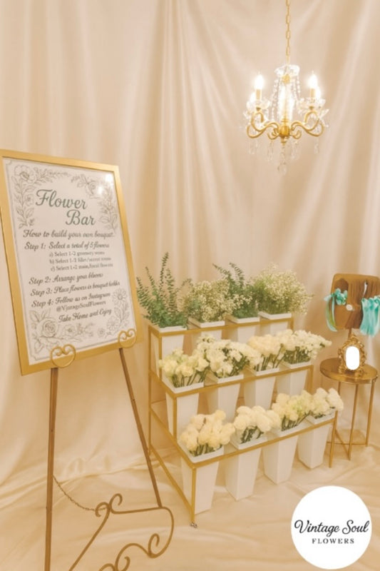 Vintage Flower Bar Experience (Up to 6-hour display for 30 Bouquets)