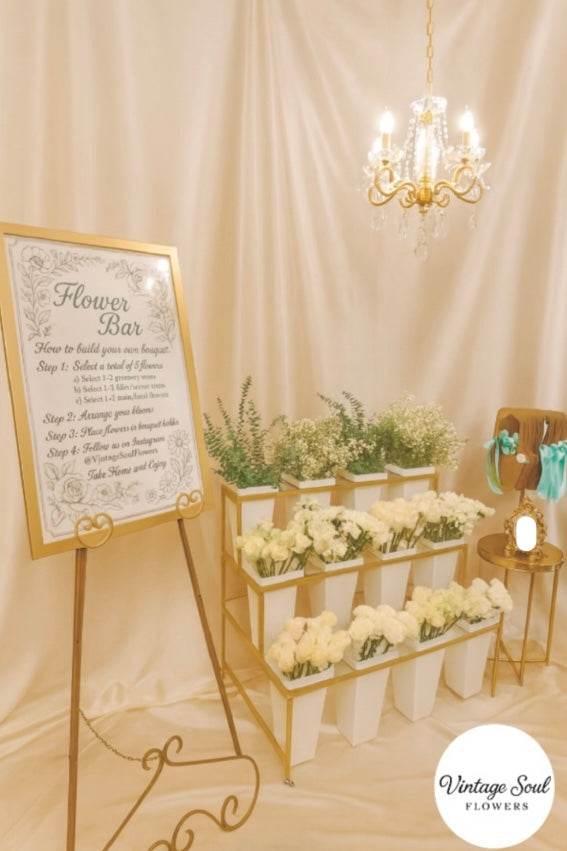 Vintage Flower Bar Experience (Up to 6-hour display for 30 Bouquets)