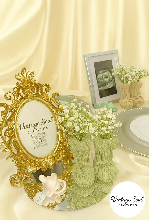 Knitted Baby Booties Centerpiece Collection (Set of 10)