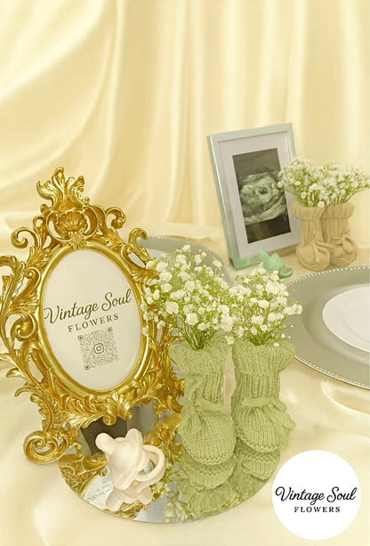 Knitted Baby Booties Centerpiece Collection (Set of 10)