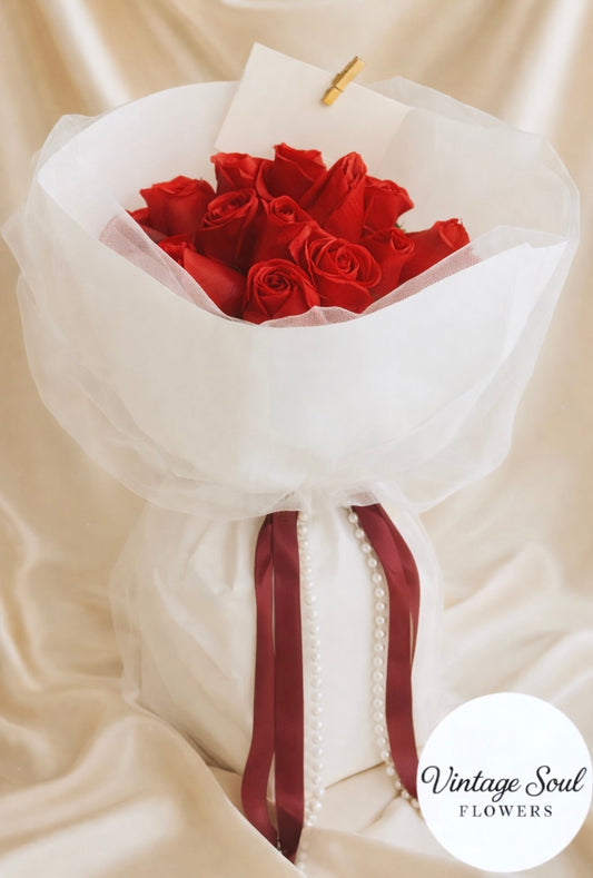 Vintage Rose Flower Veil Bouquet (multiple options available)