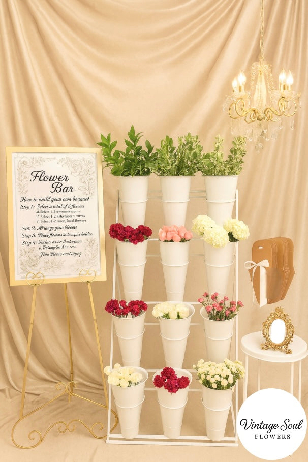 Vintage Flower Bar Experience (Up to 6-hour display for 30 Bouquets)