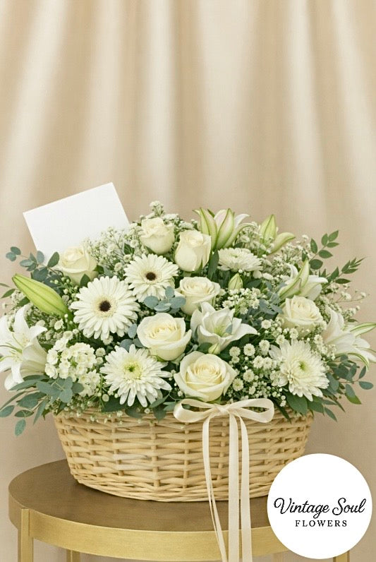Freestyle Flower Sympathy Basket Arrangement (multiple colors available)