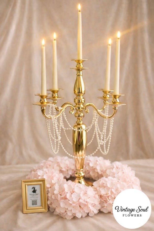 Candelabra & Artificial Hydrangea Centerpiece Rental (Set of 5)