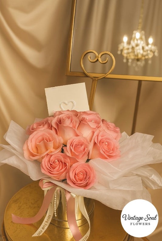 Vintage Rose Flower Arrangement in a Round Box (multiple options available)