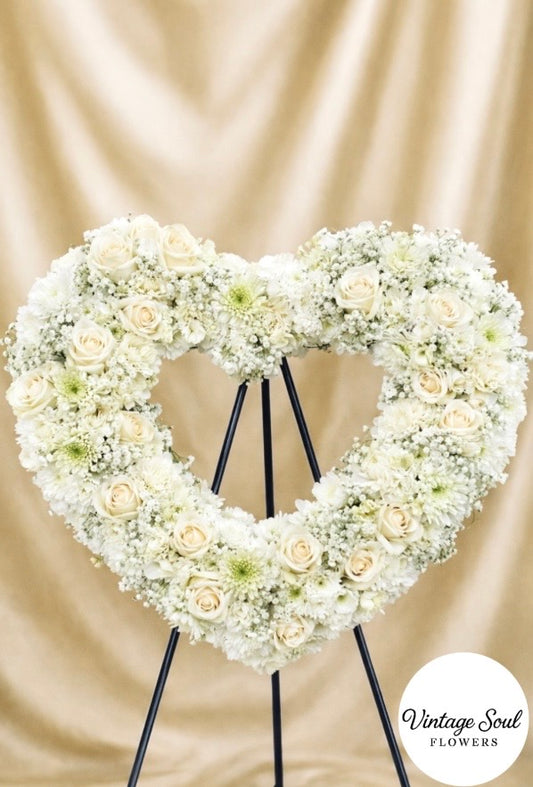 Freestyle Flower Sympathy Standing Wreath (Heart)
