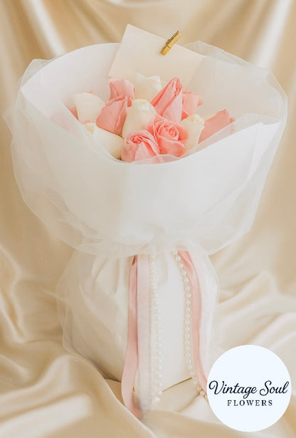 Vintage Rose Flower Veil Bouquet (multiple options available)
