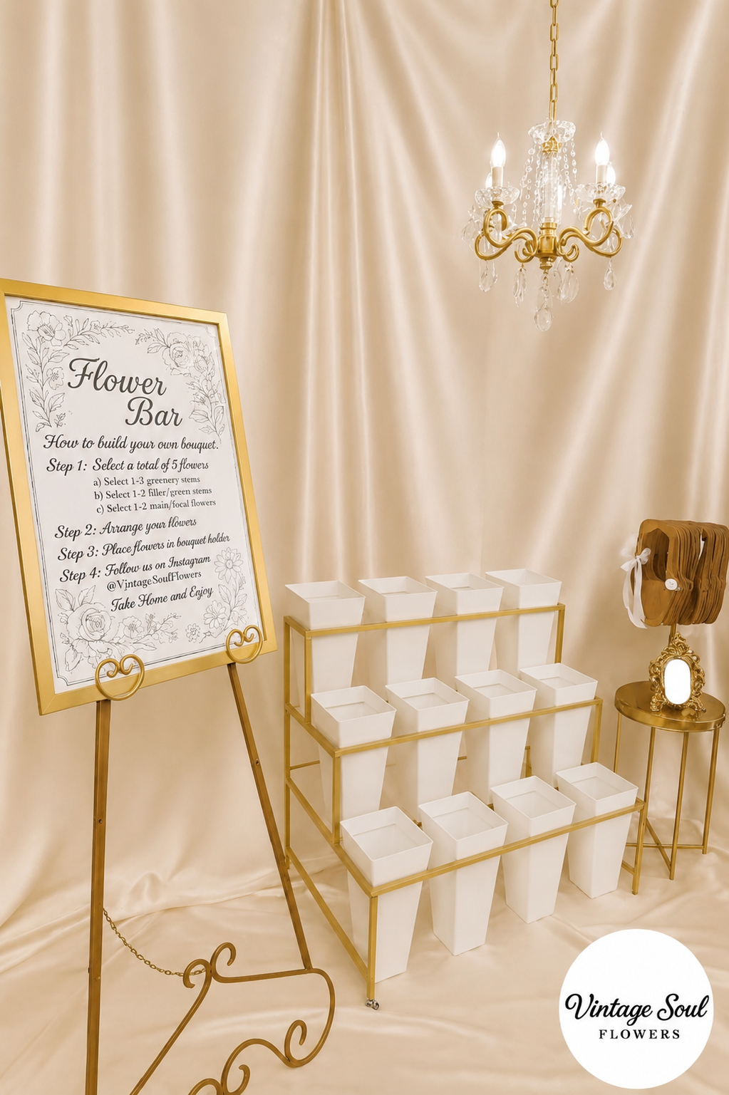 Flower Bar Cart Rental (w/ Supplies) (Multiple Options Available)