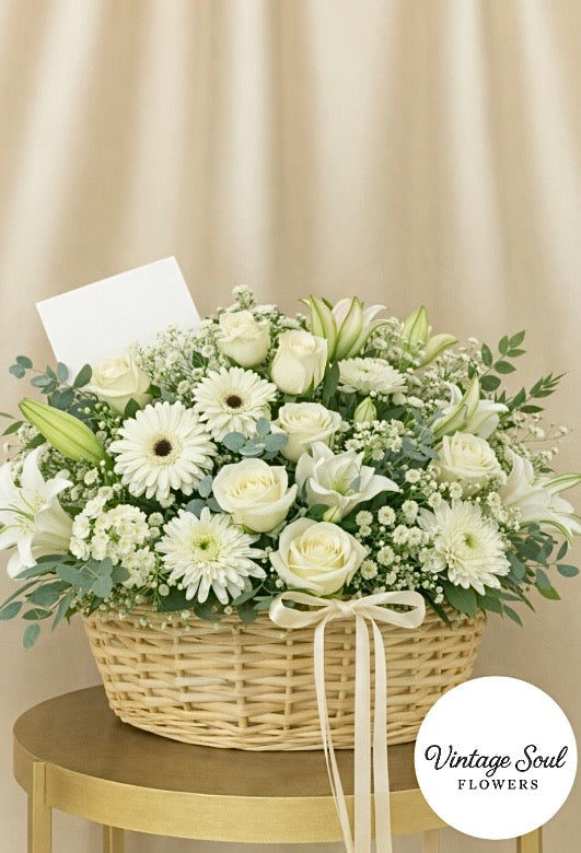 Freestyle Flower Sympathy Basket Arrangement (multiple colors available)