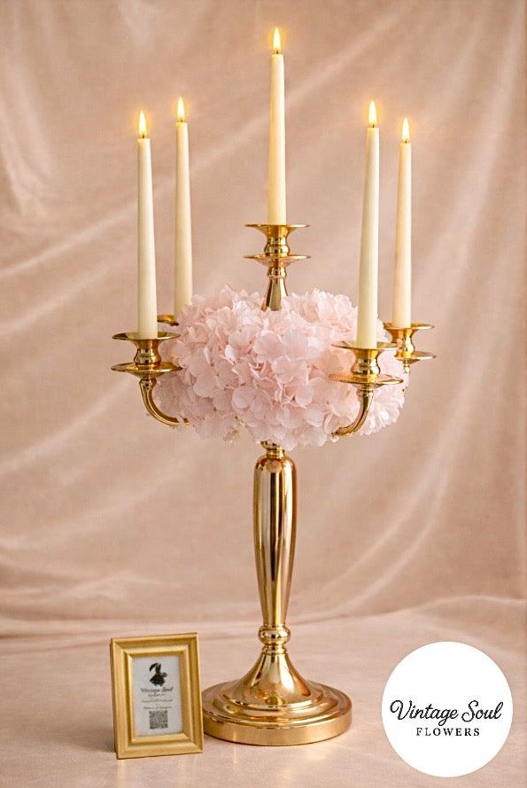 Candelabra & Artificial Hydrangea Centerpiece Rental (Set of 5)