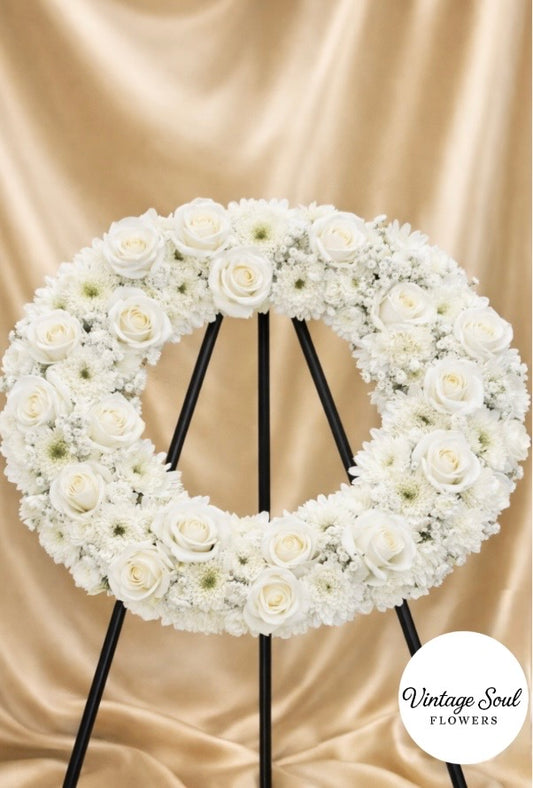 Traditional Freestyle Flower Sympathy Standing Wreath (Circle)