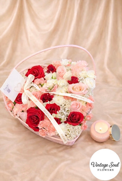 Heart-Shape Freestyle Flower Basket