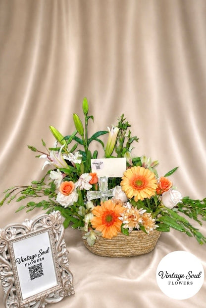 Freestyle Flower Sympathy Arrangement w/ Keepsake (multiple colors available)