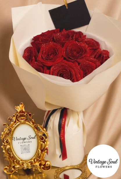 Glittered Vintage Rose Bouquet (multiple options available)