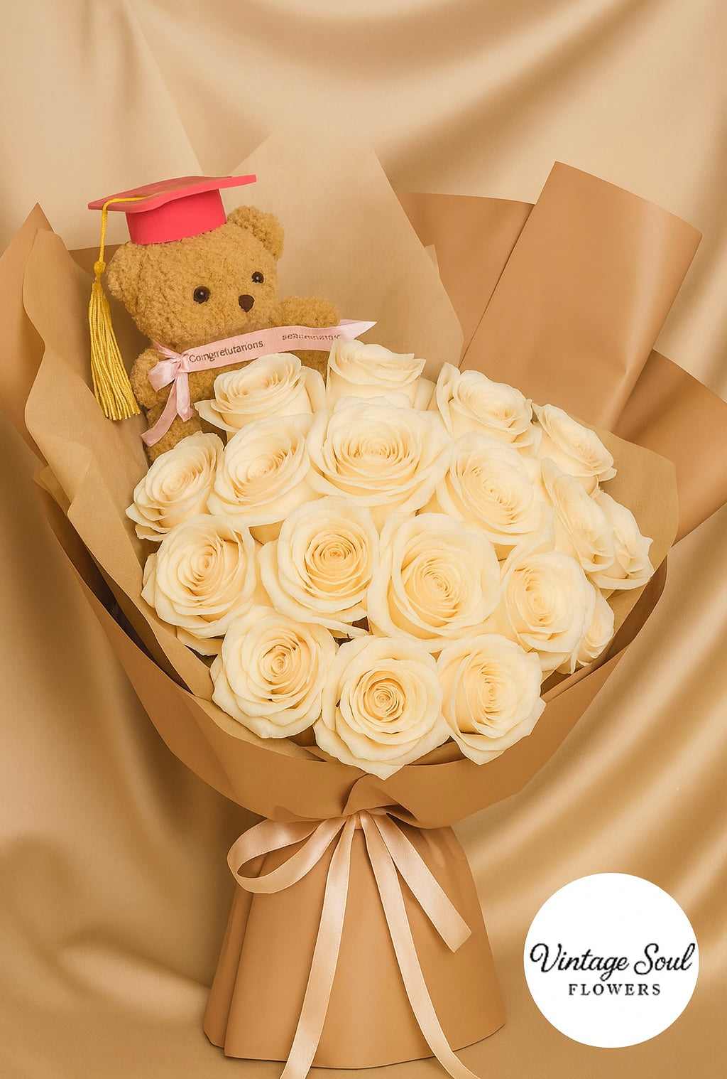 Graduation Bear Rose Flower Bouquet (multiple options available)