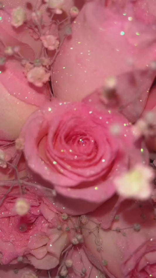 Glittered Vintage Rose Bouquet: Barbie Edition (multiple sizes available)